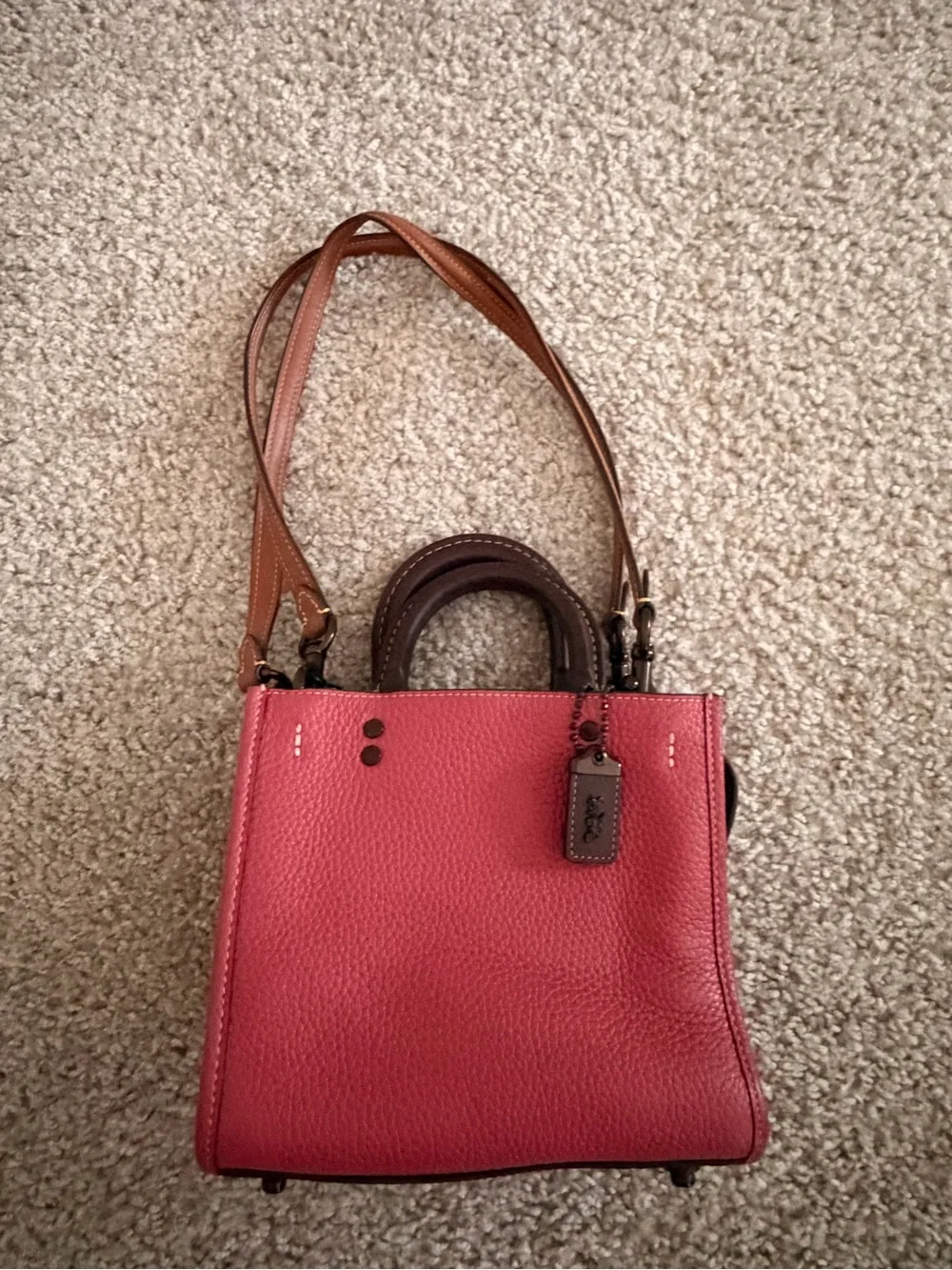 Coach Burgundy Leather Crossbody with Brown Strap vintage